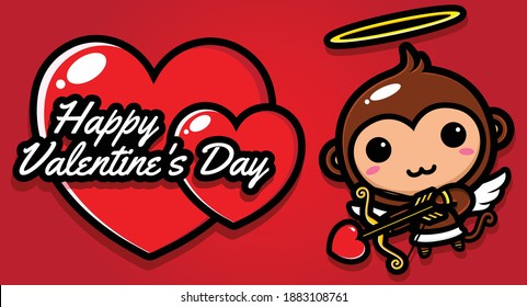 cute monkey design with happy valentine's day greetings