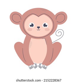 cute monkey design over white