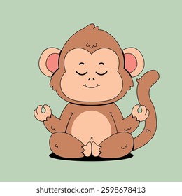 Cute monkey doing yoga meditation