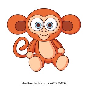 Cute Monkey Doll Cartoon Vector Illustration