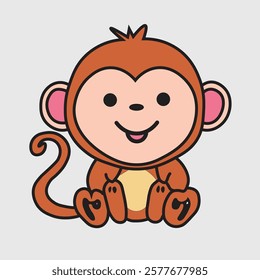 Cute Monkey doodle illustration pig cartoon outline