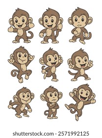 Cute Monkey Doodle Style Illustration