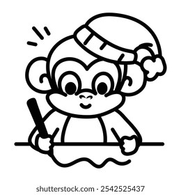 A cute monkey drawing with pencil, doodle style icon 


