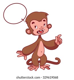 Cute monkey with an empty speech bubble. Symbol of 2016 - a monkey. Vector Cartoon character on a white background.