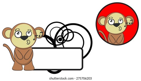 cute monkey expression cartoon sticker copyspace in vector format very easy to edit
