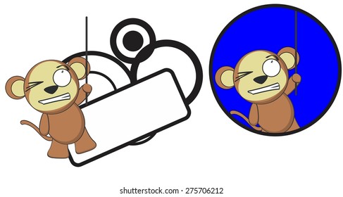 cute monkey expression cartoon sticker copyspace in vector format very easy to edit