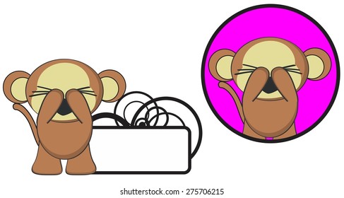 cute monkey expression cartoon sticker copyspace in vector format very easy to edit