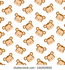 cute monkey face cartoon background