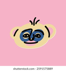 Cute monkey face. Children's vector illustration, print, postcard, design element