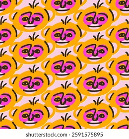 Cute monkey face. Children's vector seamless pattern, background, wallpaper, design element, print