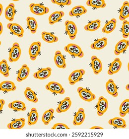 Cute monkey face. Children's vector seamless pattern, background, wallpaper, design element, print
