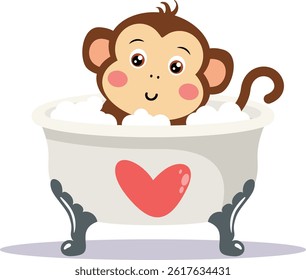Cute Monkey Face with Colorful Flowers