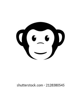 Cute monkey face head vector isolated on white background