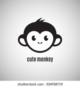 Cute monkey face, New Year 2016, vector illustration logo design