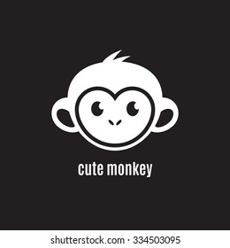 Cute monkey face on dark background, New Year 2016, vector illustration logo design