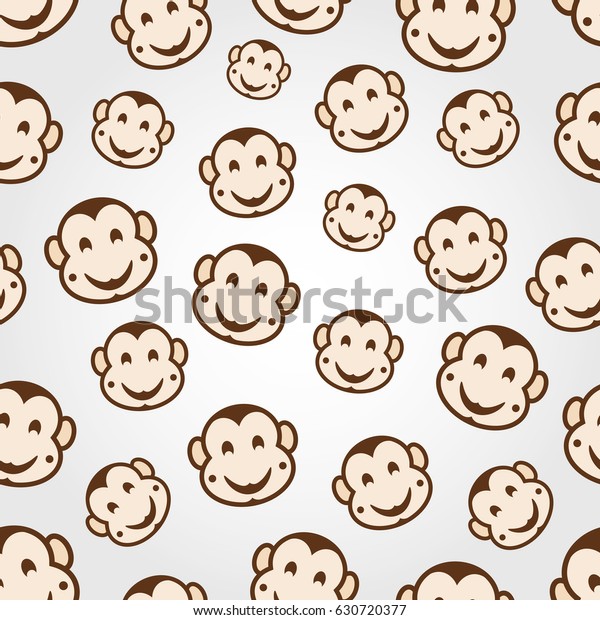 Cute Monkey Face Pattern Background Stock Vector Royalty Free