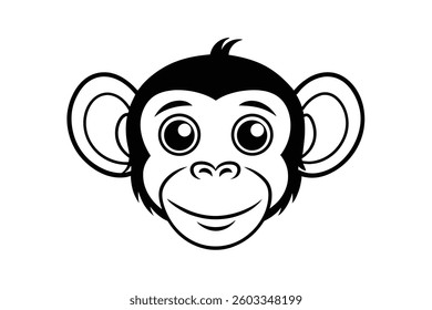 Cute Monkey Face Silhouette Vector