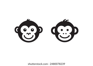 Cute monkey face silhouette Vectors 