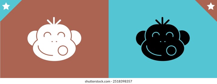 Cute monkey face silhouette Vectors