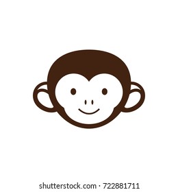 Cute monkey face, vector illustration logo design