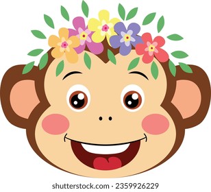 Frische Affenoberfläche mit blumengeschmücktem Kranz
