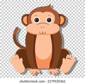 Cute monkey in flat cartoon style illustration