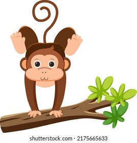 Cute monkey in flat style isolated illustration