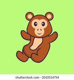 Cute monkey is flying. Animal cartoon concept isolated. Can used for t-shirt, greeting card, invitation card or mascot.