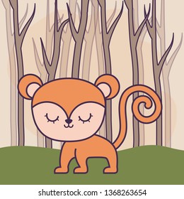cute monkey in forest scene