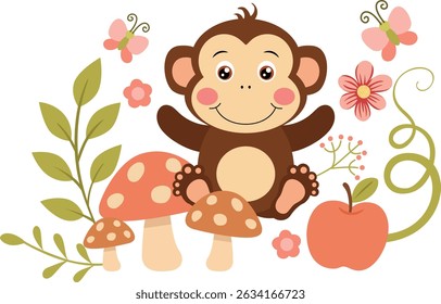 Cute Monkey in a Forest Scene


