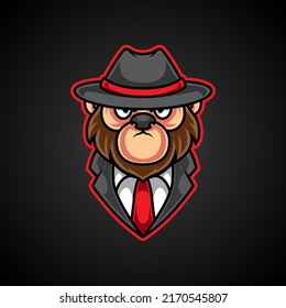 Cute Monkey Gangster Mascot Logo