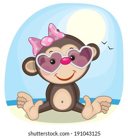 Cute monkey girl in sunglasses