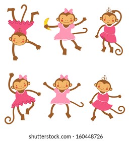 Cute monkey girls set