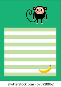 cute monkey greeting card vector