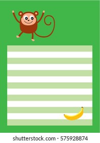 cute monkey greeting card vector