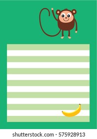 cute monkey greeting card vector