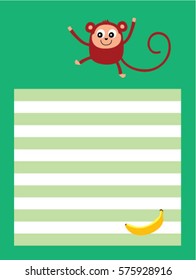 cute monkey greeting card vector