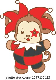 Cute Monkey Halloween vector icon. Funny baby Monkey animal series Halloween illustration.
monkey with tarot costume
