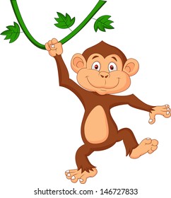 Cute monkey hanging