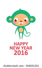 cute monkey happy new year 2016