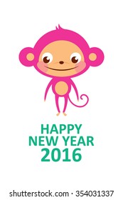 cute monkey happy new year 2016
