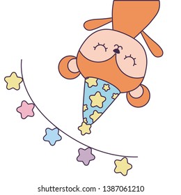 cute monkey with hat party and garland