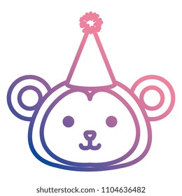 cute monkey with hat party kawaii character