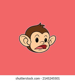 cute monkey head cartoon for commercial use