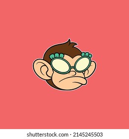 cute monkey head cartoon for commercial use