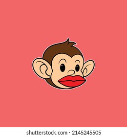 cute monkey head cartoon for commercial use