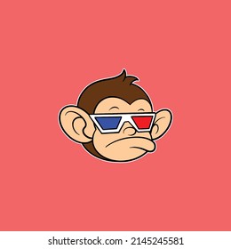 cute monkey head cartoon for commercial use
