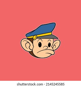 cute monkey head cartoon for commercial use