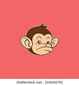 cute monkey head cartoon for commercial use