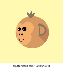 Cute monkey head icon illustration logo with minimalist design.